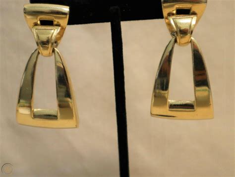 Givenchy Gold Door Knocker Earrings Vintage Pierced Earrings 